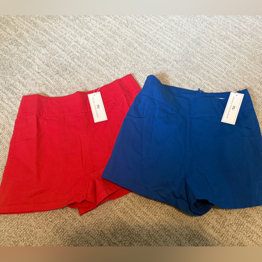Never a Wallflower set of 2 shorts Women's Red‎ and Blue XS